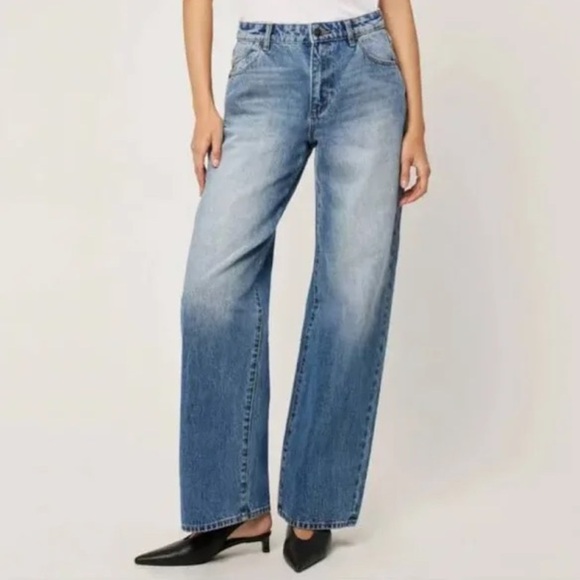 NWT Rollas Kate baggy real worn jeans in mid blue - Picture 1 of 6